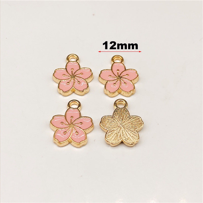 4pcs Liontin Bunga Enamel Charms Dripping Oil Charmping DIY Untuk Membuat Perhiasan