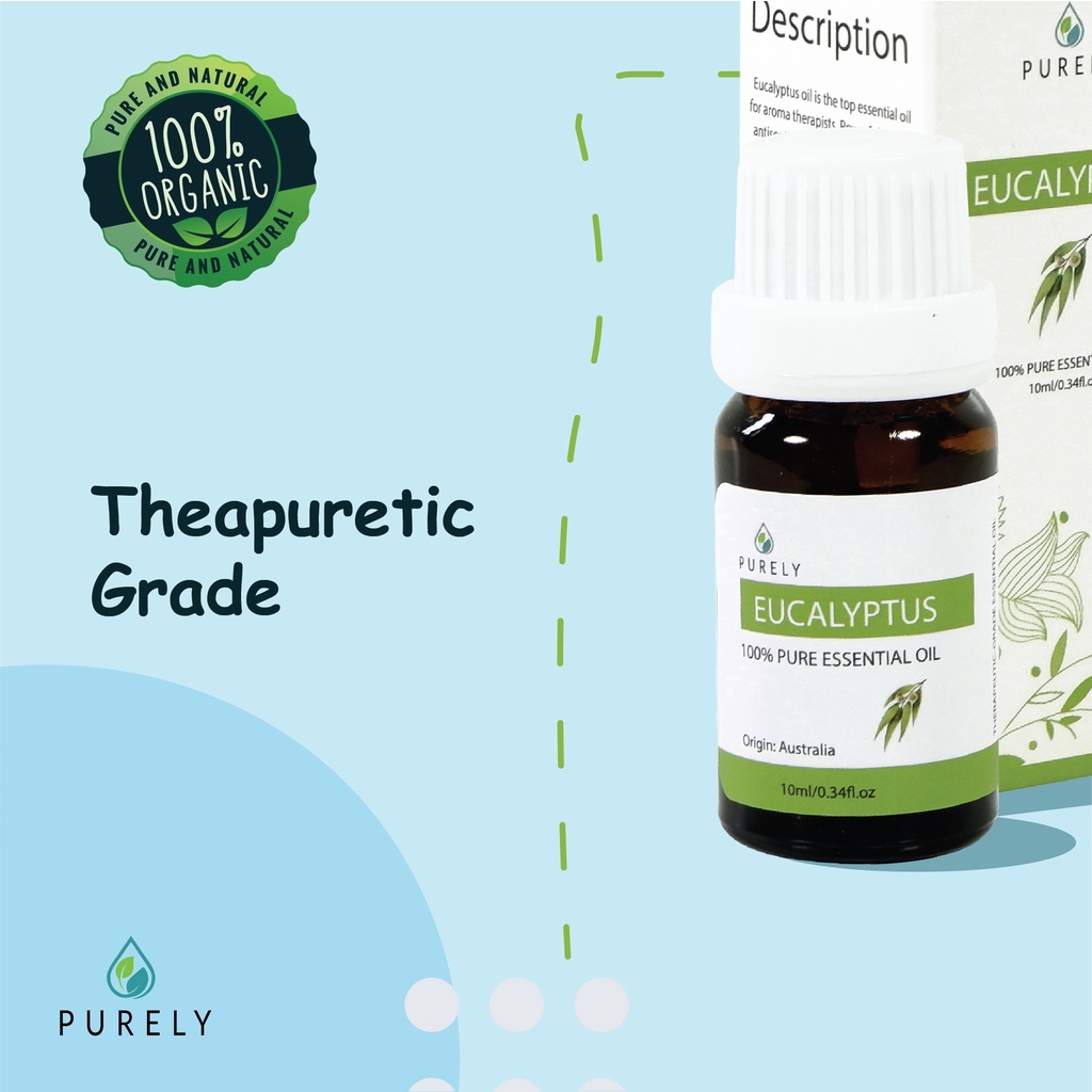 PURELY Eucalyptus essential oil dapat digunakan oleh anak-anak dan ibu hamil, Therapeutic-Grade 10ml