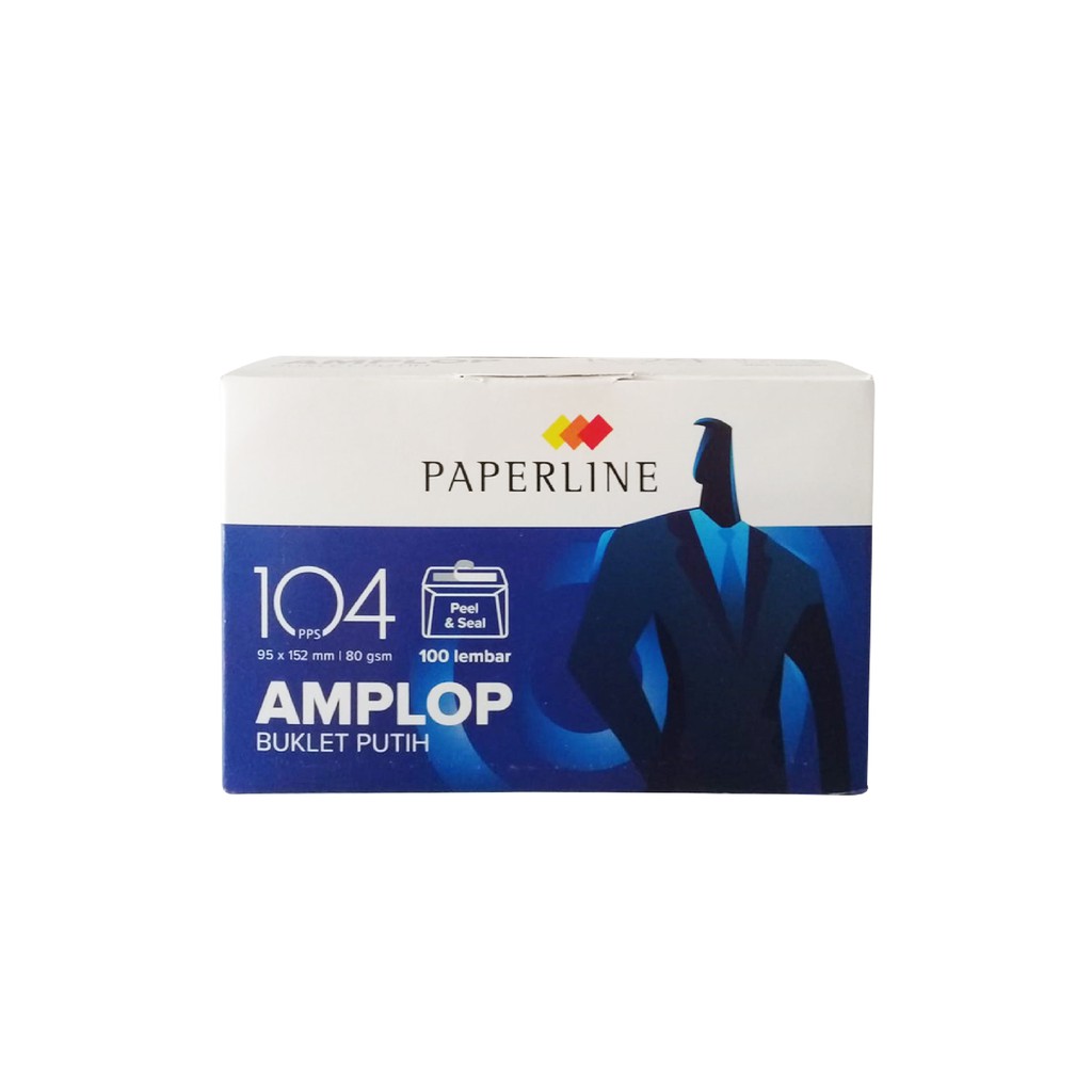 Amplop DL Putih Polos PAPERLINE 104 isi 100 (95 x 152 mm) 80 Gram Gsm