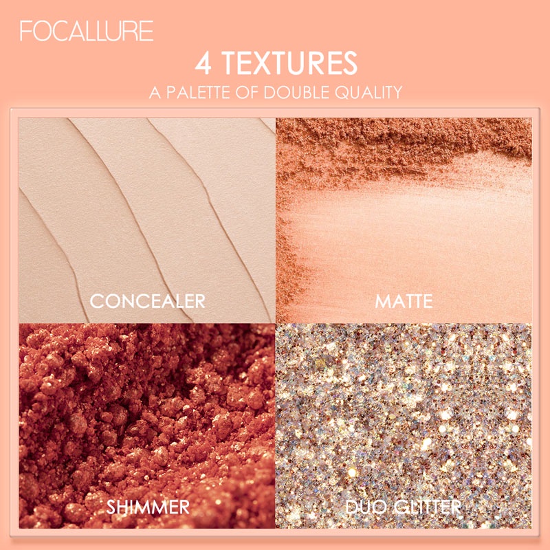 FOCALLURE Eyeshadow Palette Matte Shimmer with Mirror Brush 10 Colours