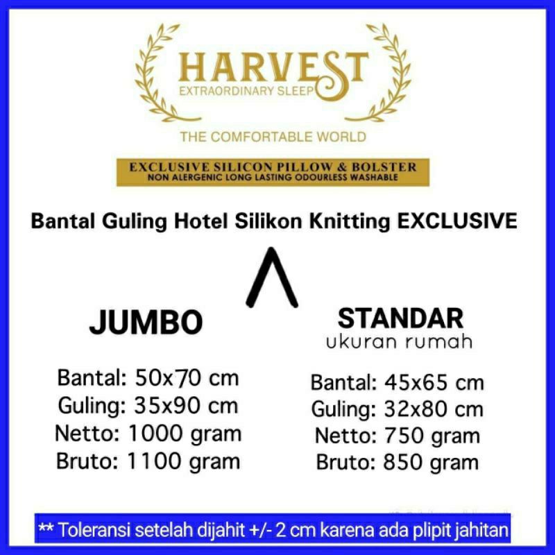 [3in1 MEDIUM] PAKET 2 BANTAL 1 GULING HARVEST ORIGINAL SIZE MEDIUM/ STANDART 850 GRAM