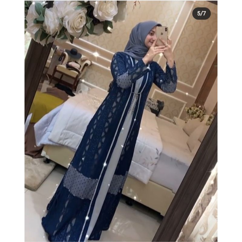 Ready JENNA HARRA LUXURY DRESS KALEELA.ID NAVY SIZE L