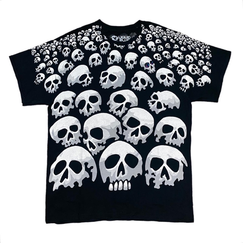 T-shirt liquid blue son of skull travis scoot  | size L 76x56 | second like new