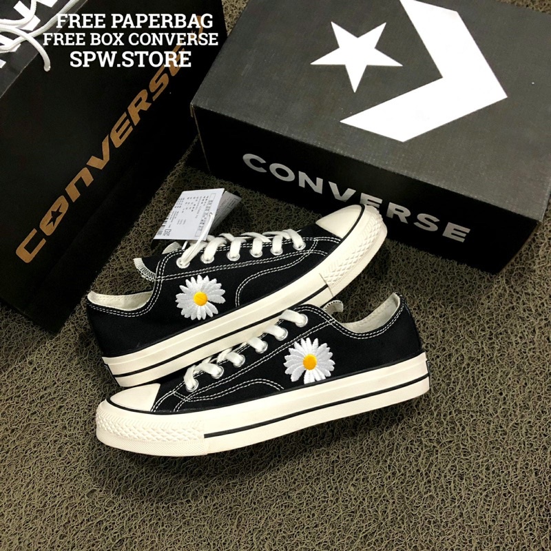 COD SEPATU CONVERSE 70S PEACE MINUS ONE FLOWER BLACK LOW BNIB