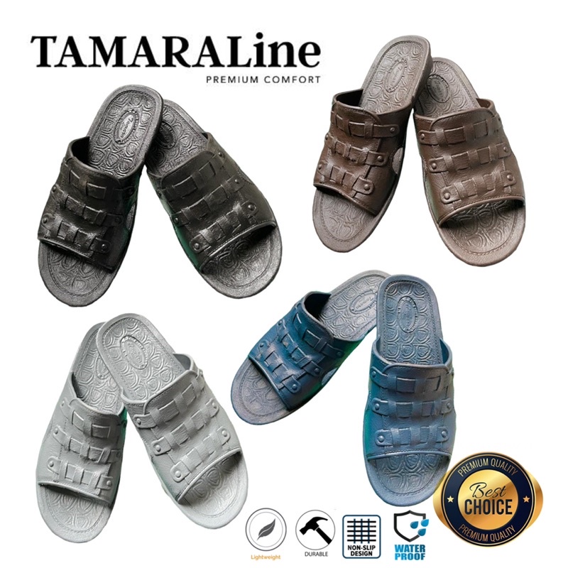 Sandal Selop Slide Slip on Karet Pria Dewasa / Remaja - TAMARALINE 135 / Bahan Premium Lentur Empuk Ringan Kuat Anti Slip Anti Air Model Sandal Casual Santai Rumah Hotel Outdoor Kamar Mandi Murah Original