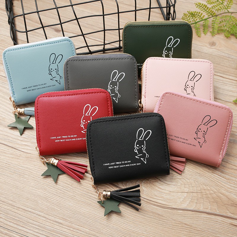 ( GS ) DOMPET WANITA / DOMPET MINI KOIN RESTLETING MOTIF CUTE RABBIT KELINCI LUCU