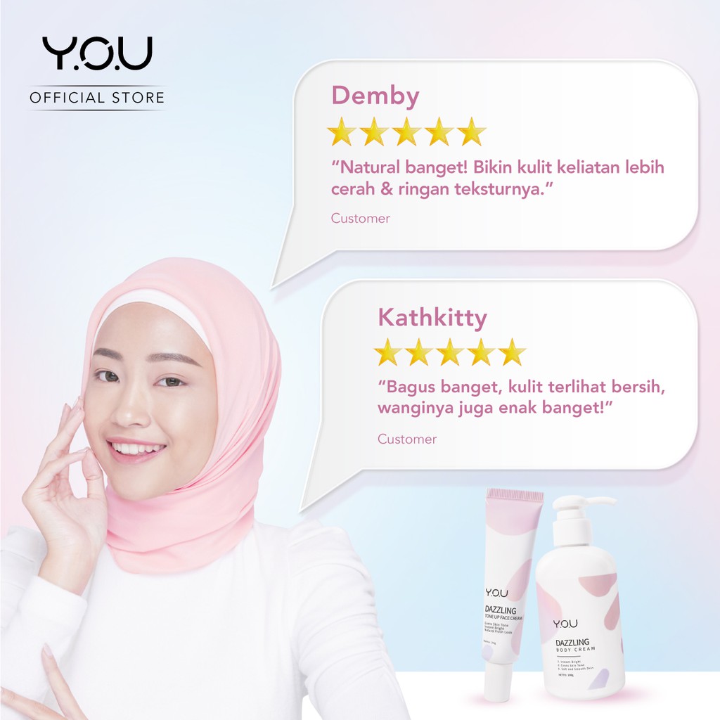 YOU Y.O.U Dazzling Tone Up Face Cream (Efek Cerah Seketika) Cream Krim Wajah | Mencerahkan Warna Kulit