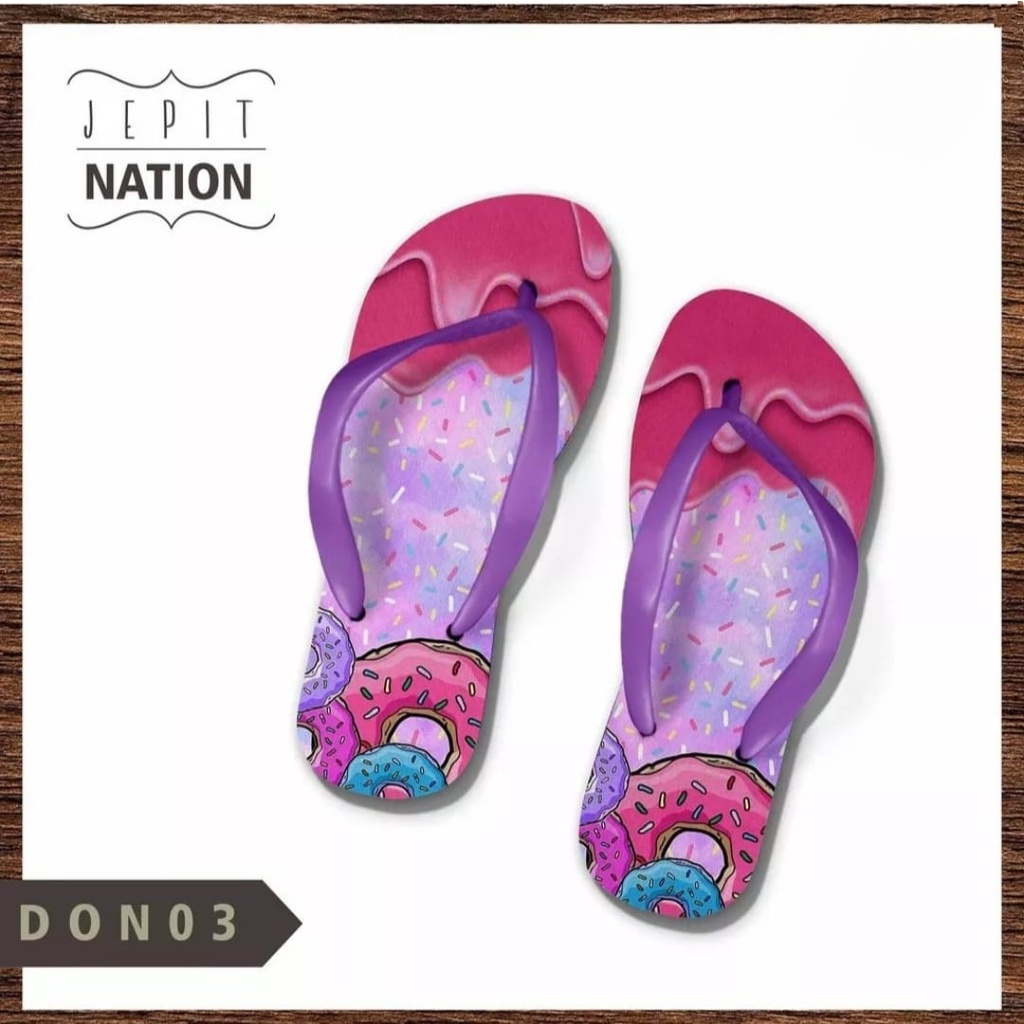 Sandal Jepit Wanita Motif Donat