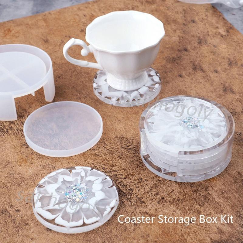 Moonlight Stand Display Holder 4 Coaster Bahan Resin Dengan Cetakan