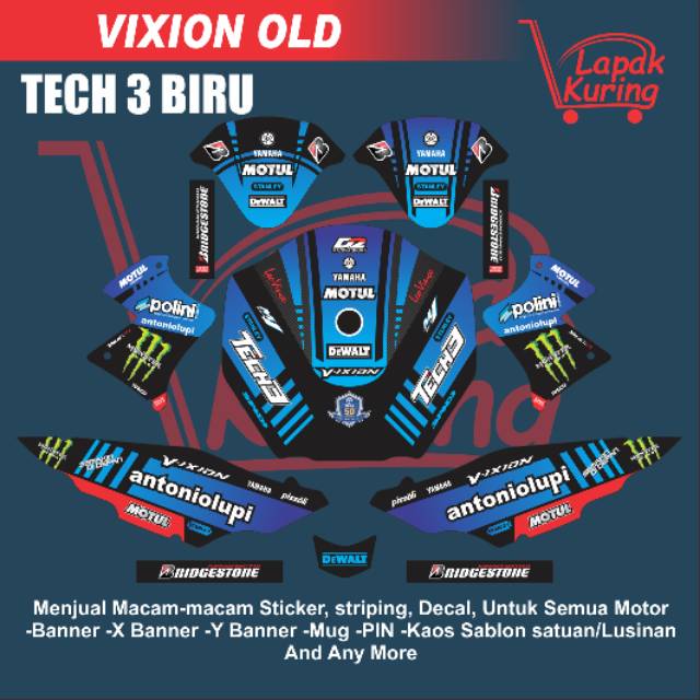 DECAL STICKER MOTOR YAMAHA VIXION TECH 3 BIRU