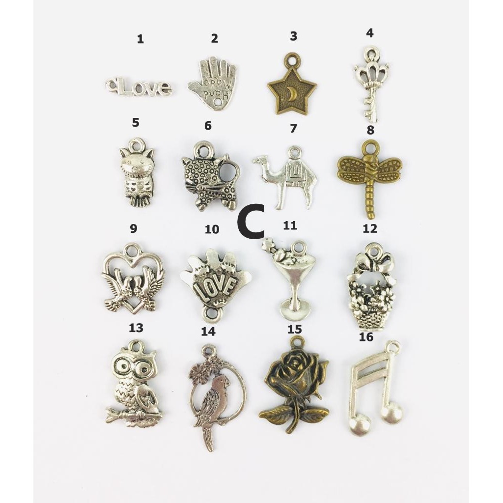 Macam-Macam Model Liontin Charm type C dan D, Harga/Pc