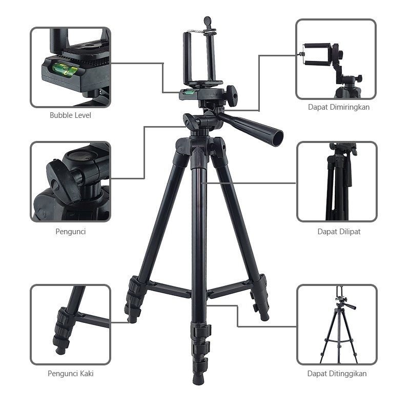 LIGER Tripod Aluminium 85 CM Sarung + Holder U L-3120 Tripod Photography Portable Handphone Camera L-3120-3