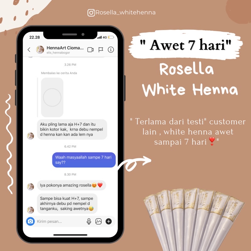 [CAIR] ROSELLA WHITE HENNA CONE 15gr Waterproff tahan gesek