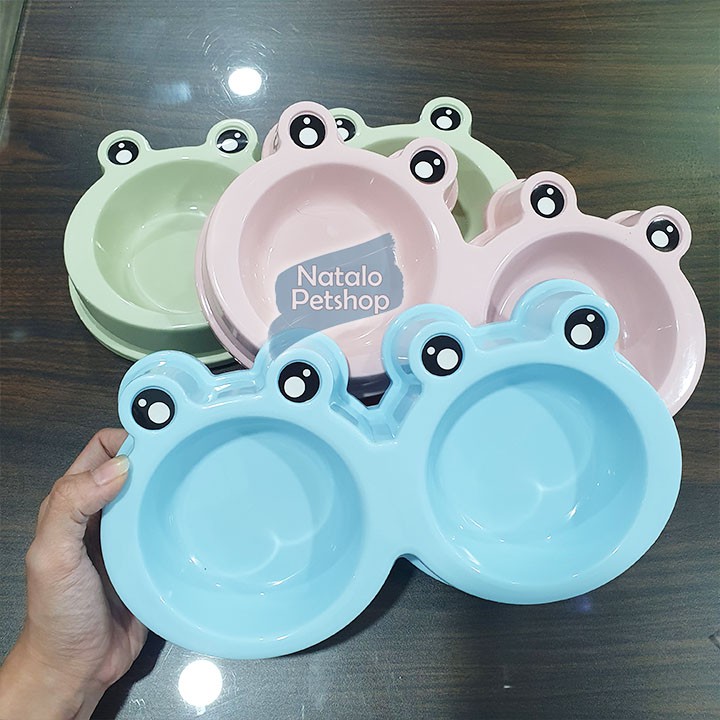 Bowl Double Motif Kodok Panjang 26cm Tempat makan minum kucing anjing