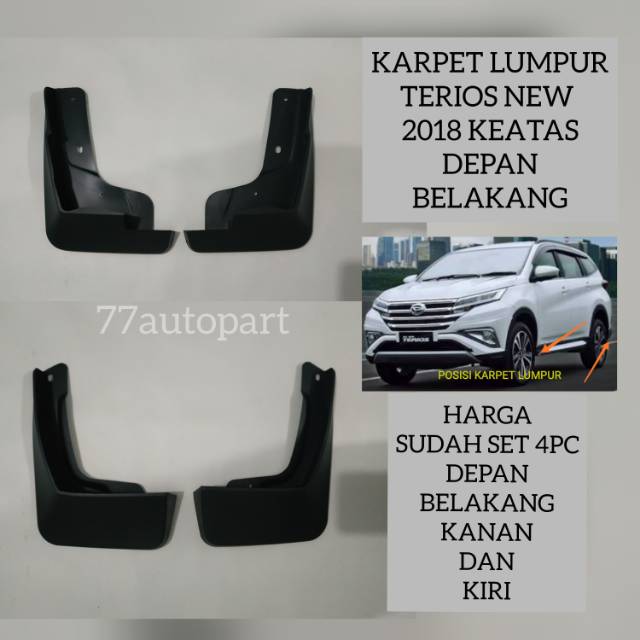 Karpet lumpur mudguard terios new 2018 keatas set depan belakang