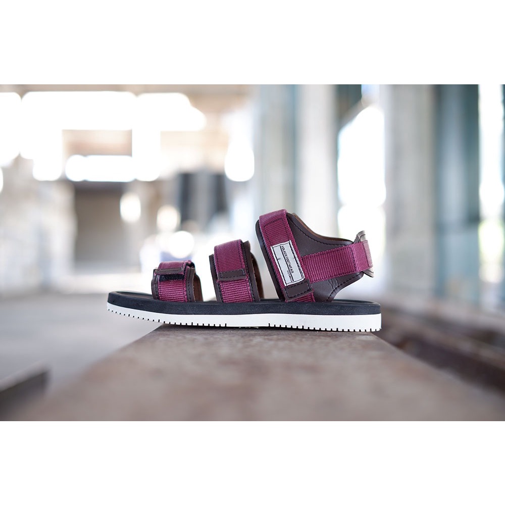 sandal pria kasual volkerfootwear / three traft maroon