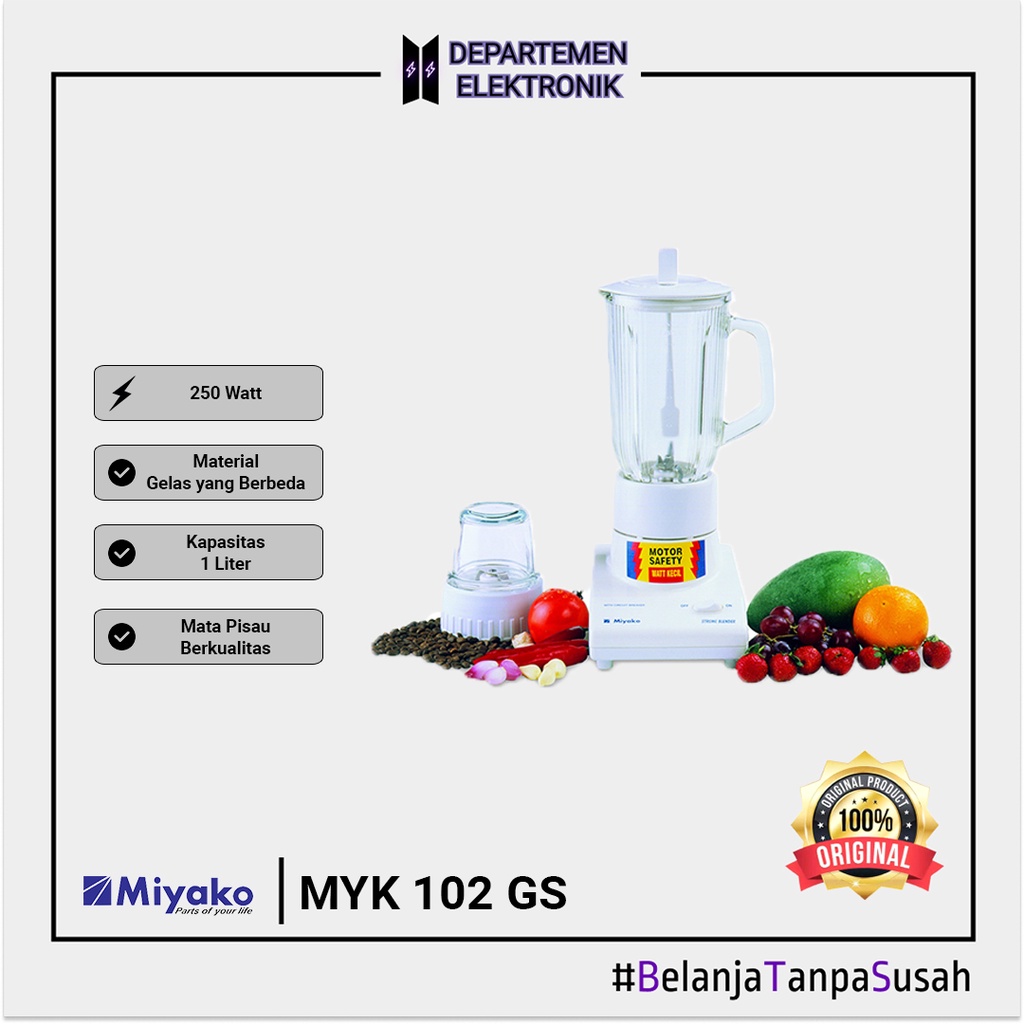 Miyako BL 102 GS Blender Glass 1 Liter 3 in 1