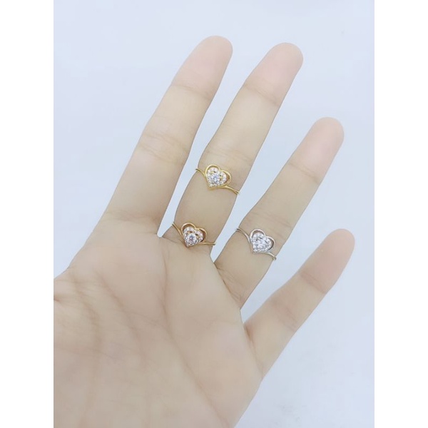 cincin perak asli 925 lapis emas cincin wanita model love mata putih - perhiasan silver 925 asli