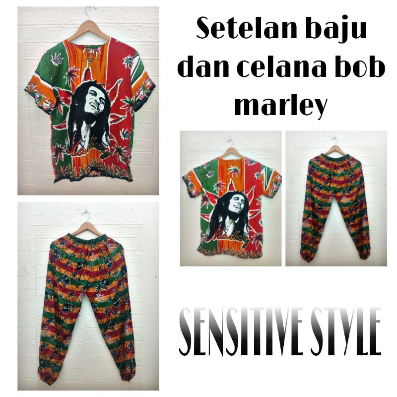 Setelan Baju Dan celana Bob Marley Pria Wanita