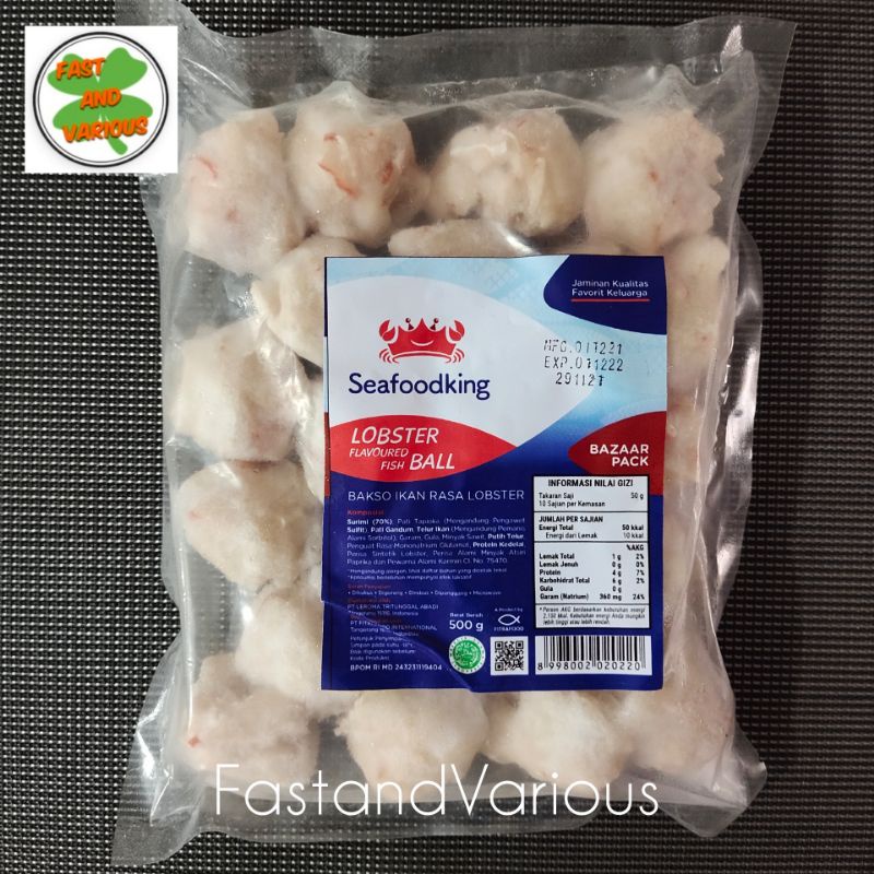 

Lobster Flavour Fish Ball Seafood King 500gr (Bakso Ikan Rasa Udang)