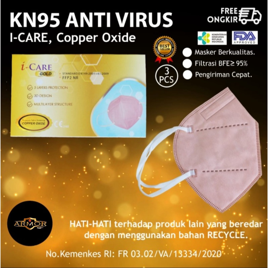 MASKER HOTMAN PARIS ANTI VIRUS KN95 I CARE MASKER HEALTH BOX FILTERING HALF MASK