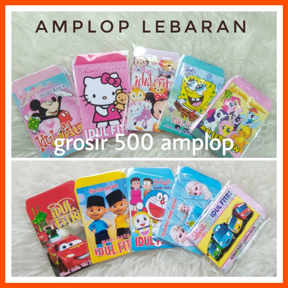 

Langsung Order Grosir 500 Amplop lebaran angpao idul Fitri motif kartun ukuran 7x10 cm Diskon