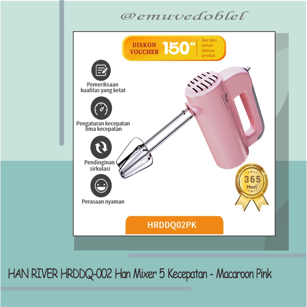 HAN RIVER HRDDQ-002 Han Mixer 5 Kecepatan - Macaroon Pink