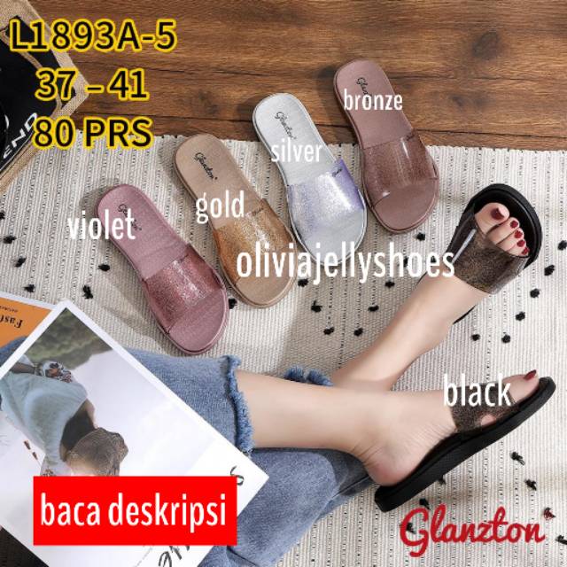  Sandal  wanita  Slop glanzton  glitter 1893 Shopee Indonesia