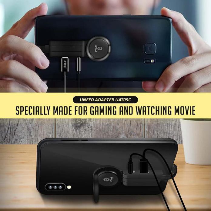 UAT05C UNEED TYPE C CHARGING & 3.5" AUDIO ADAPTER WITH HAND RING