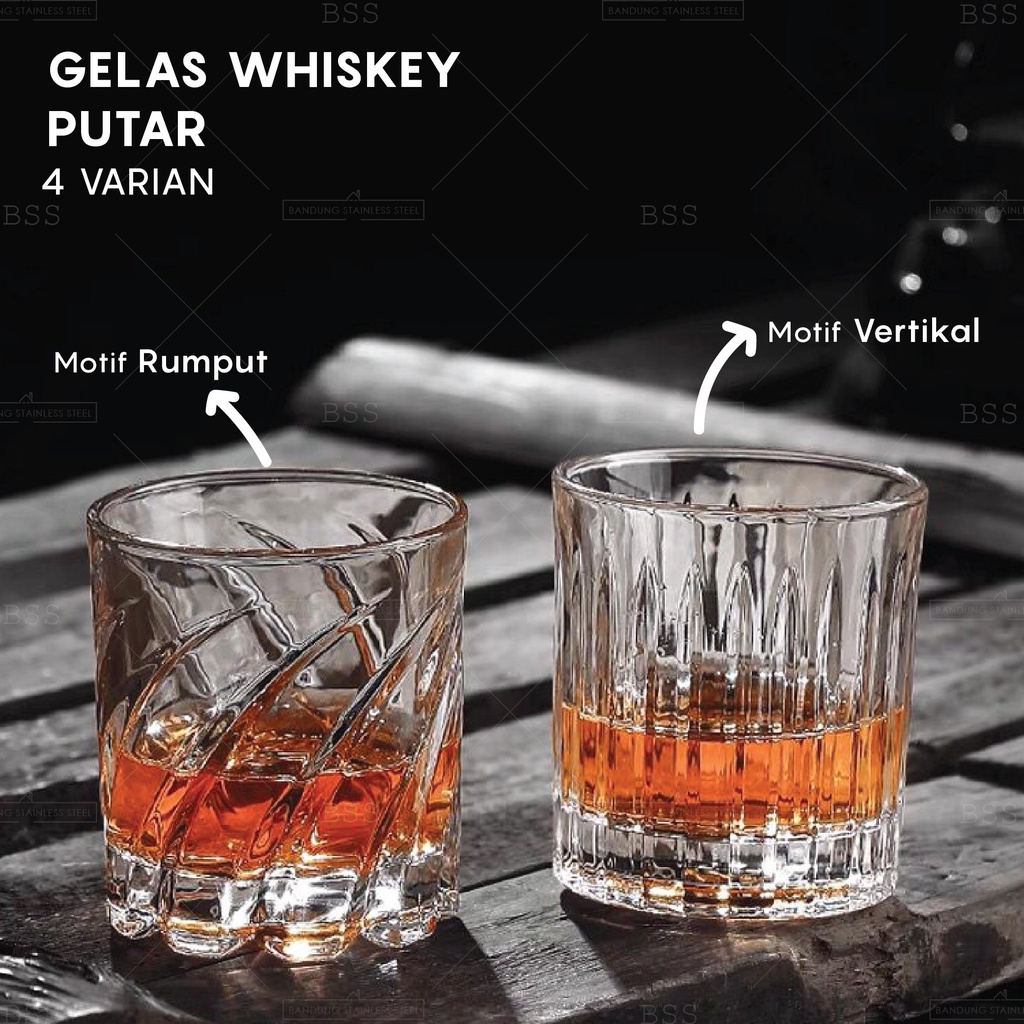 Gelas Whiskey Putar 270ml Kaca Kristal Unik Tebal Spinning Glass Gangsing Spin Nordic Perancis