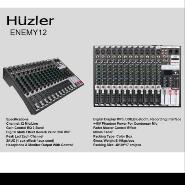 Mixer Audio HUZLER ENEMY 12- Effect Reverb 24 bit - 256 Dsp