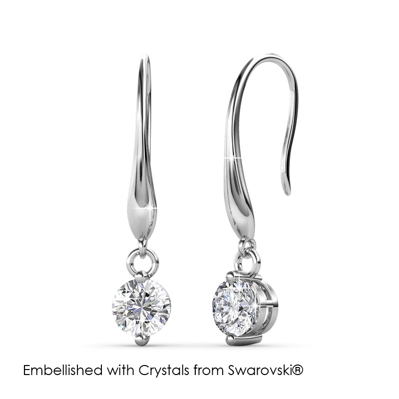 Crystal Hook Earrings Anting Crystal Swarovski By Her Jewellery