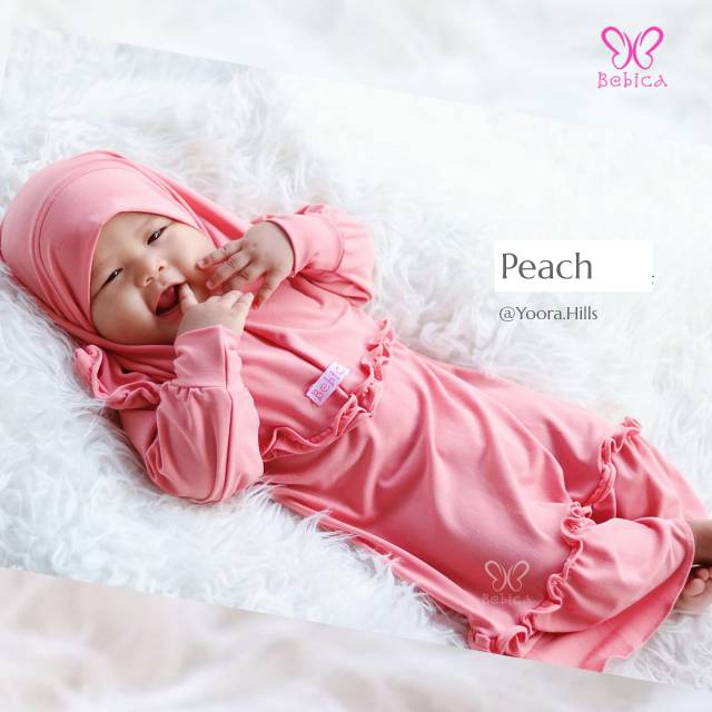 Ready  Shafia set warna peach size s by Bebica hijab