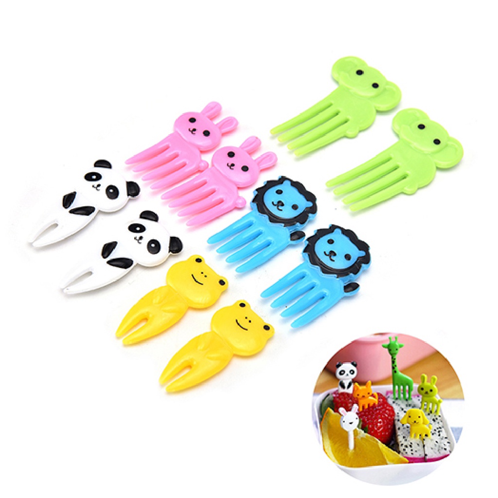# Alat Rumah Tangga # 10pcs Garpu Buah Desain Kartun Hewan Peternakan Bahan resin Untuk Anak