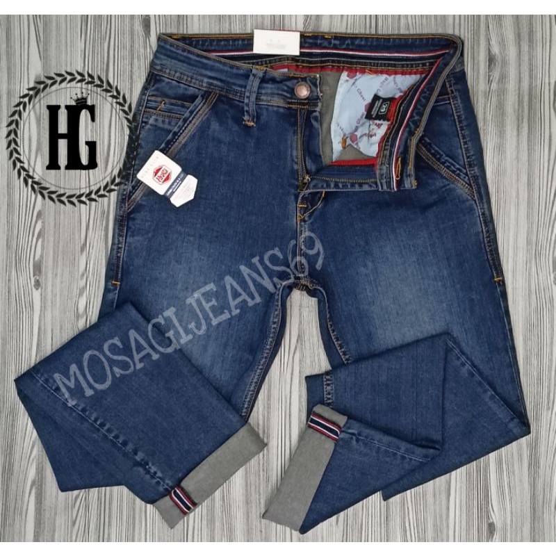 CELANA PANJANGJEANS SOFJEAN KANTONG BOBOK KARET HUGOGHOST DENIM