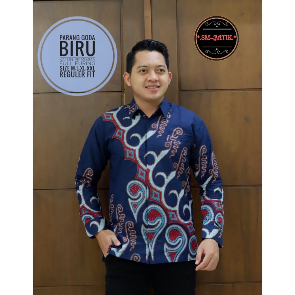 PARANG GODA BIRU SM BATIKSOLOAMANAH KEMEJA BAJU BATIK PRIA SOLO LENGAN PANJANG PENDEK LAPIS FURING ATASAN BATIK PREMIUM MODERN KATUN HALUS BIMO IJO GUNAWAN GURDO IJO NAGA ABU BINTARA BRAMANTYA WISAKA KUNING SUKET SEGORO PEKSI KUNING NARAYA IJO PEKSI BIMA