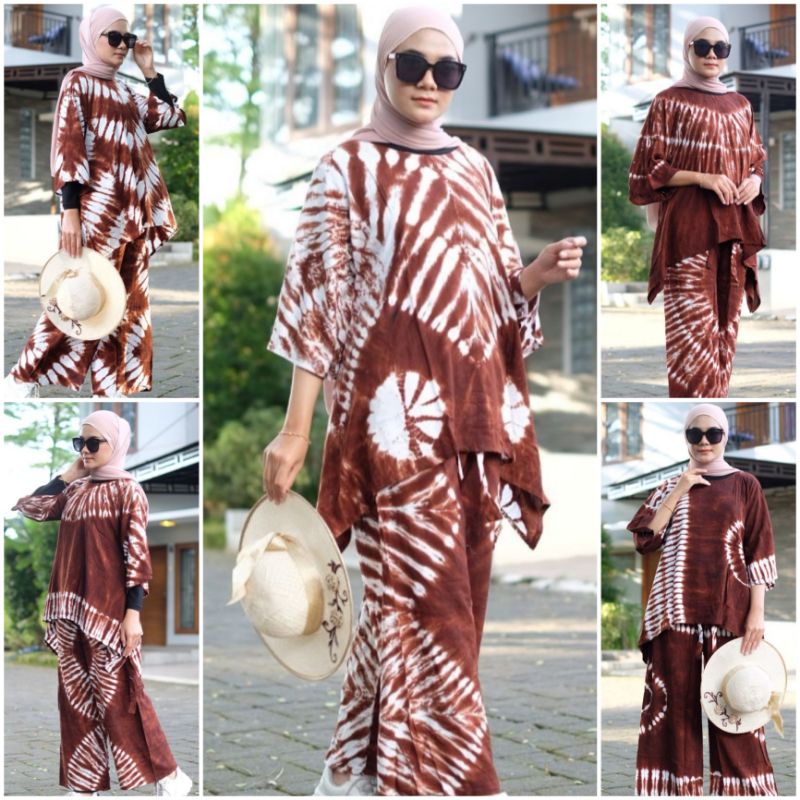 ONESET SHIBORI SAYAP || SETELAN KULOT SIBORI ASEREHE || SET SHIBORI WAKA WAKA SIBORIA RAYON SUPER