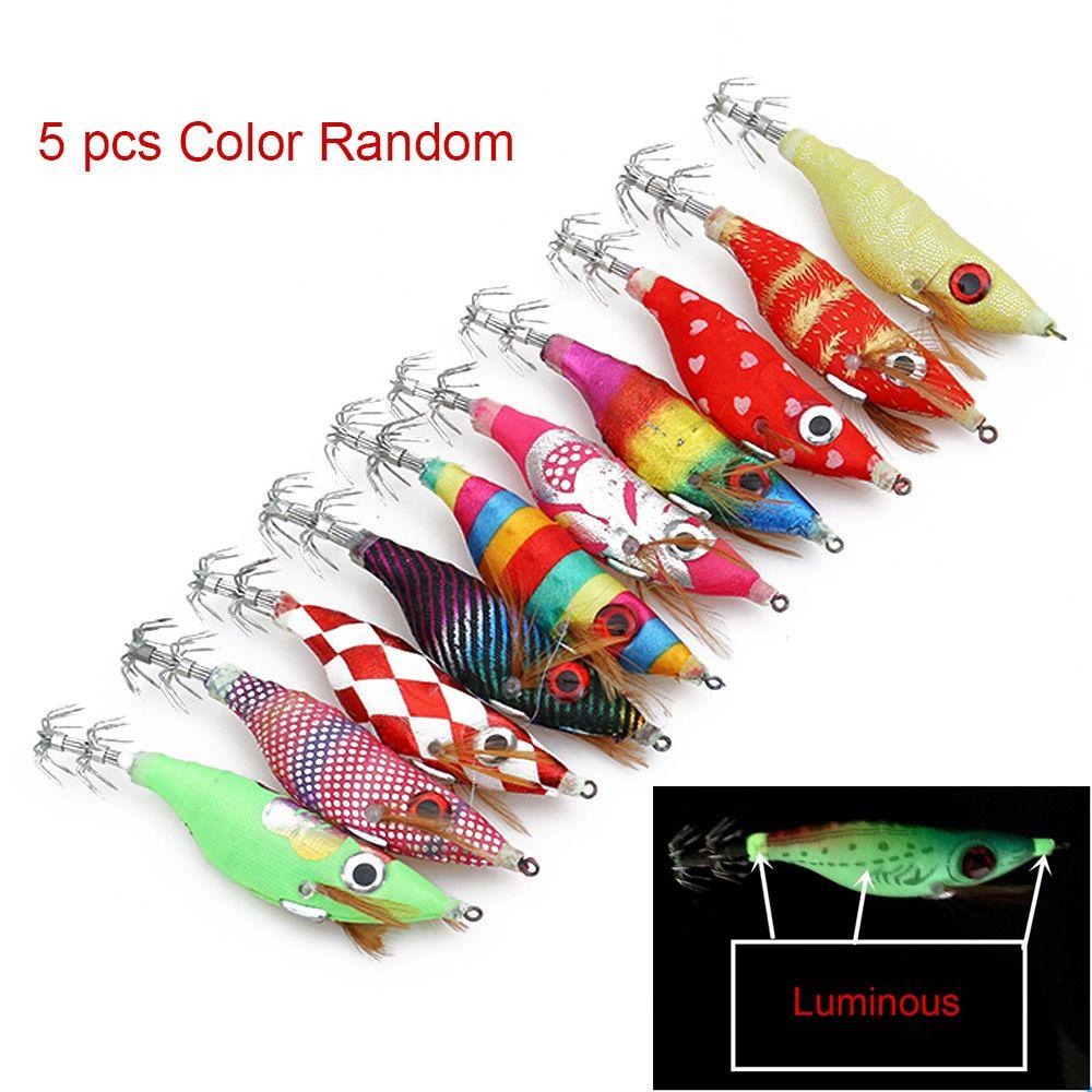 Preva 5pcs Warna Acak Bercahaya Udang Umpan Manusia Hidup Buatan Bass Umpan Malam Memancing