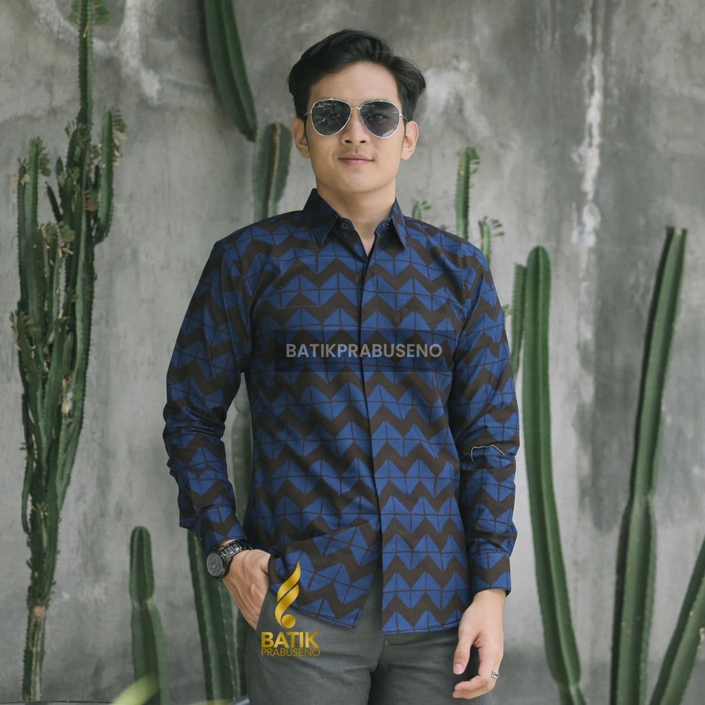 PRABUSENO // PRABUSENO BATIK SADANA KEMEJA BATIK PRIA LENGAN PANJANG SLIM FIT  ORIGINAL  PRABUSENO F