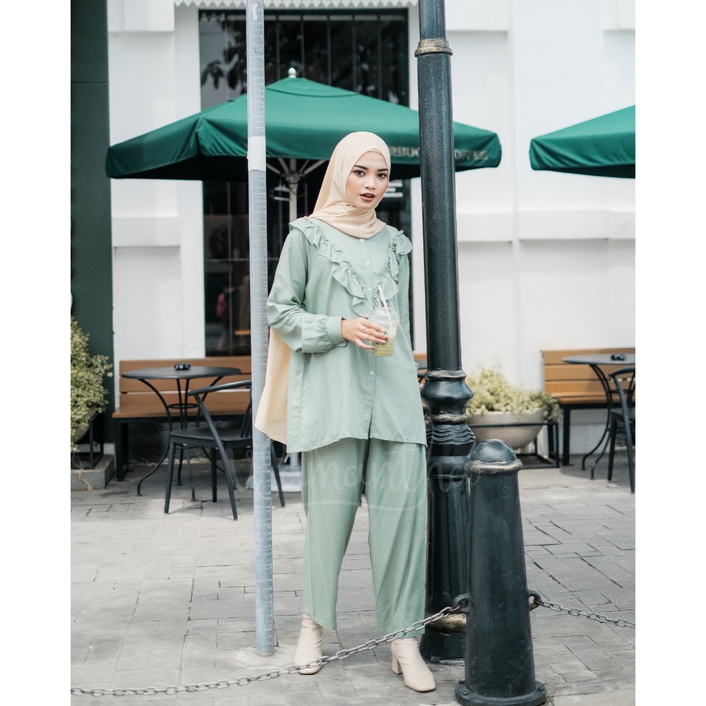 vSamantha - Pajamas / Piyama One Set Kemeja Rayon Nanda-Greentea