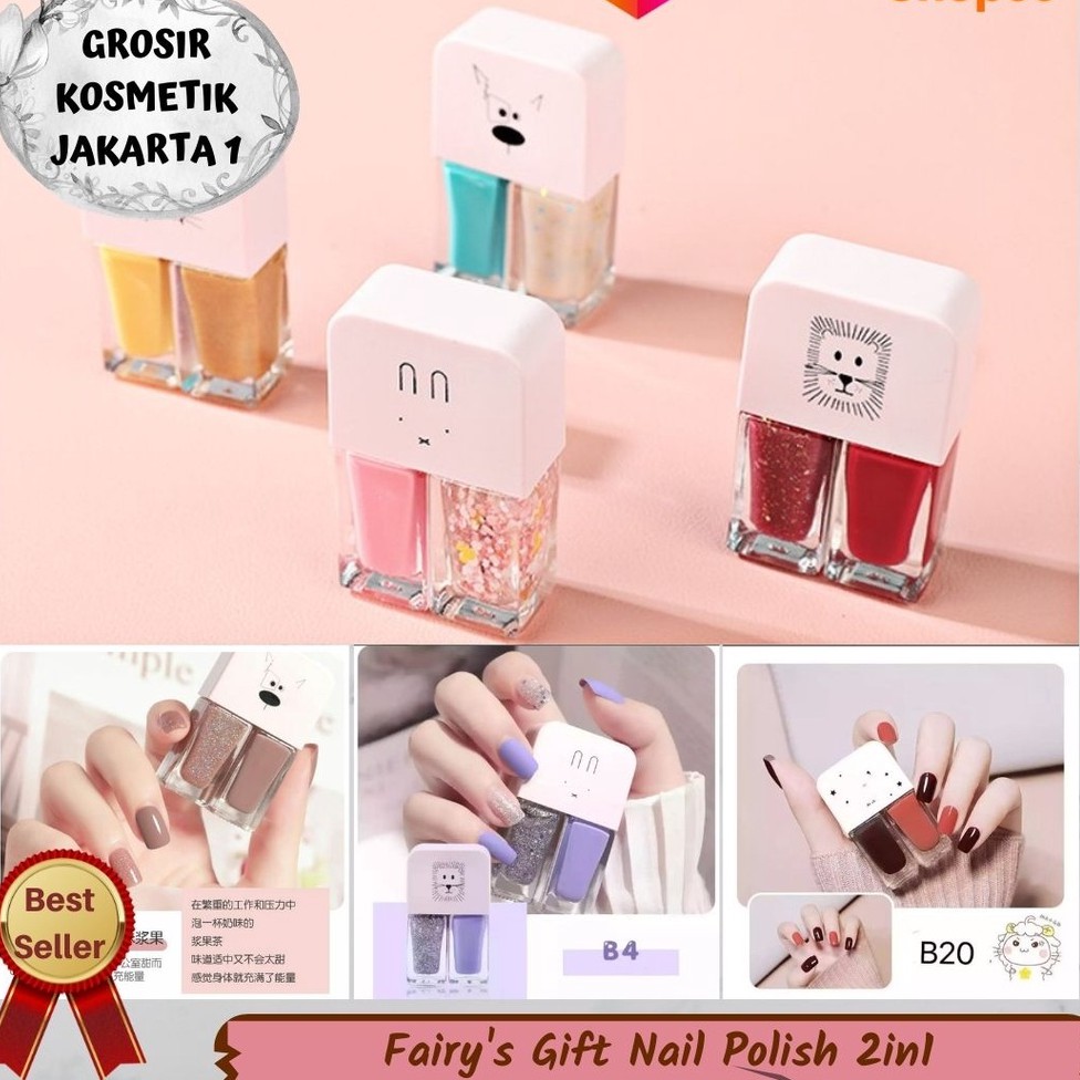 Best Seller utek Kekinian Nail Polish 2 in 1 - Kutek Feali - Kutek 2in1 - Kutek Glitter and matte - 
