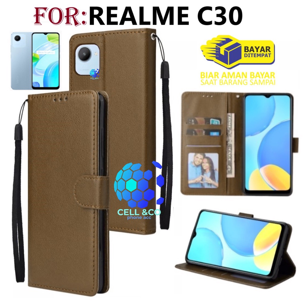 REALME C30 CASE FLIP LEATHER WALLET PREMIUM FLIP CASE BUKA TUTUP KESING HP CASING FLIP CASE REALME C30