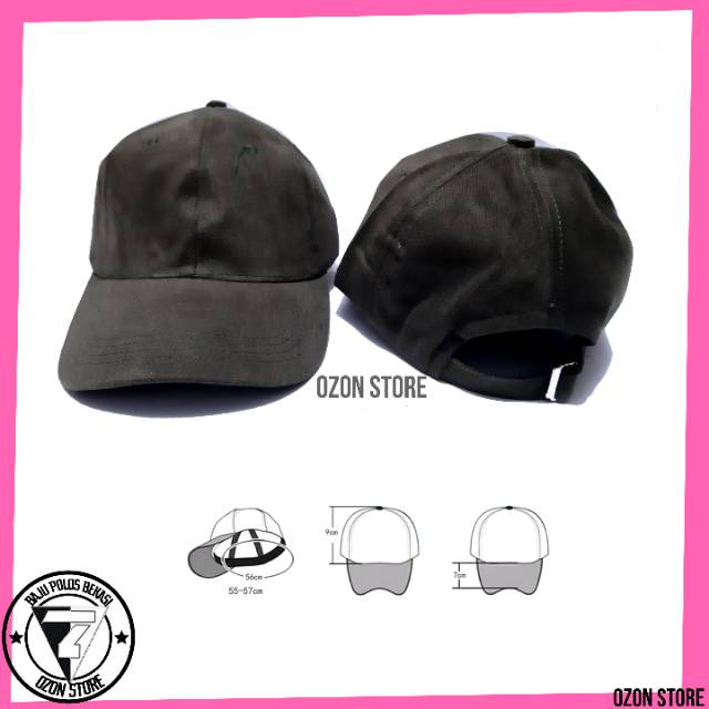 Topi baseball Distro Caps Polos Pengait Besi Bahan Rapel Premium - Hijau Army