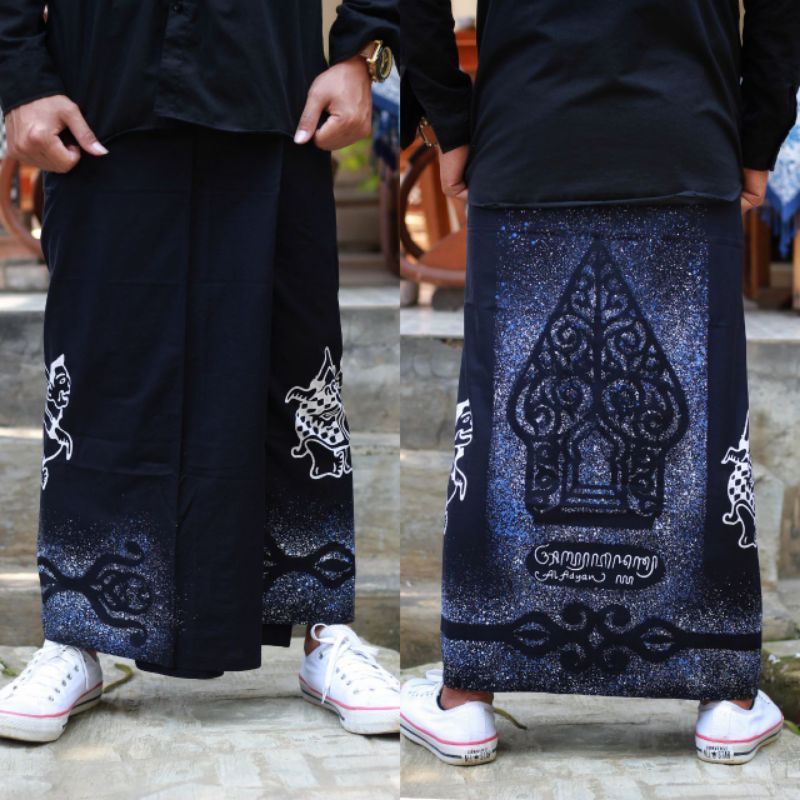 Sarung Batik Cap Halus Katun Asli Pekalongan Motif Wayang Jawa Modern Hitam Seragam Pondok Sarung Kekinian Terbaru