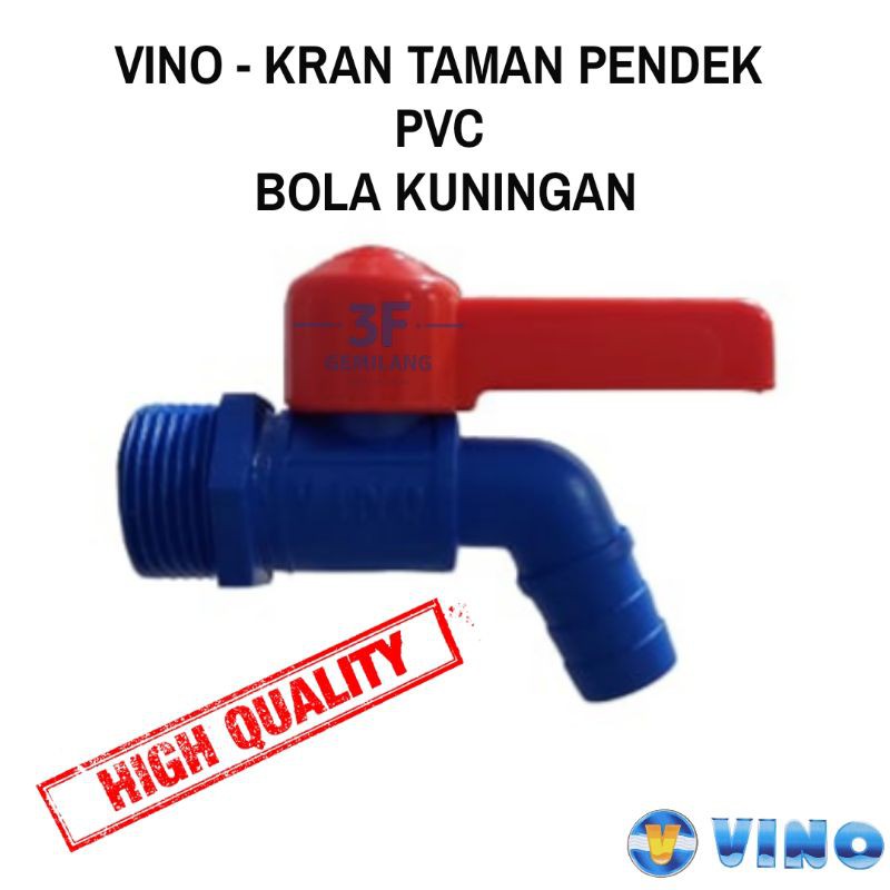 VINO - KRAN TAMAN PENDEK PVC BOLA BRASS UKURAN 3/4 INCH HIGH QUALITY