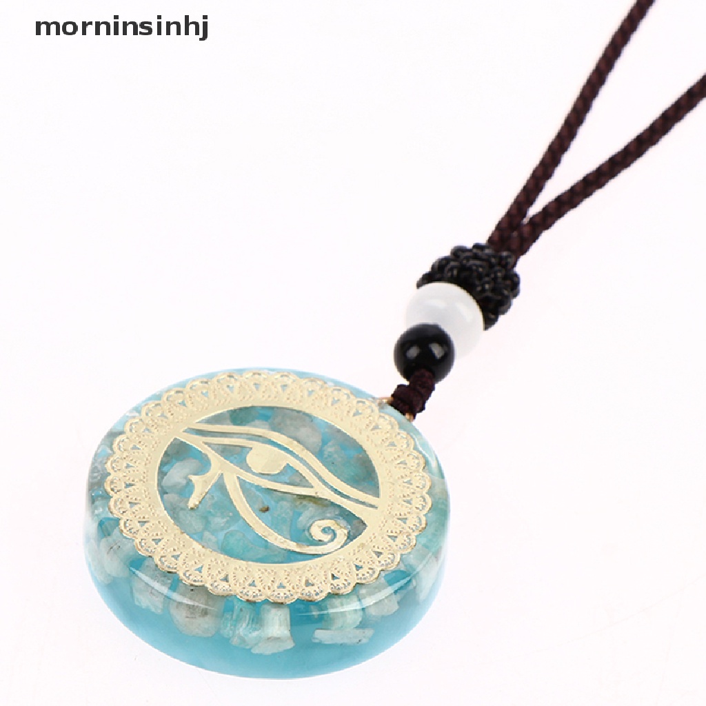 Mornin 1pc Kalung Rantai Liontin Mata Horus Amazonite Untuk Pria / Wanita