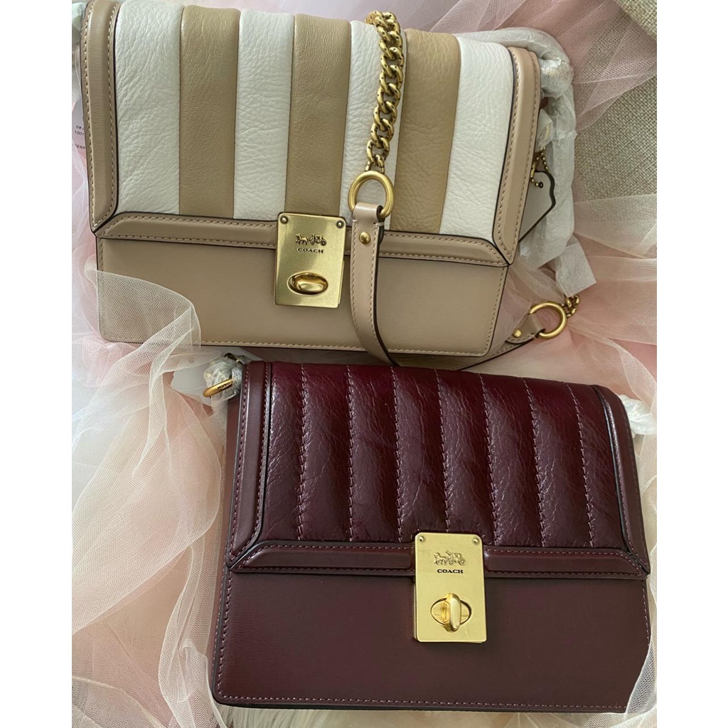 Tas Coach Hutton Shoulder Bag With Colorblock Quilting New Original