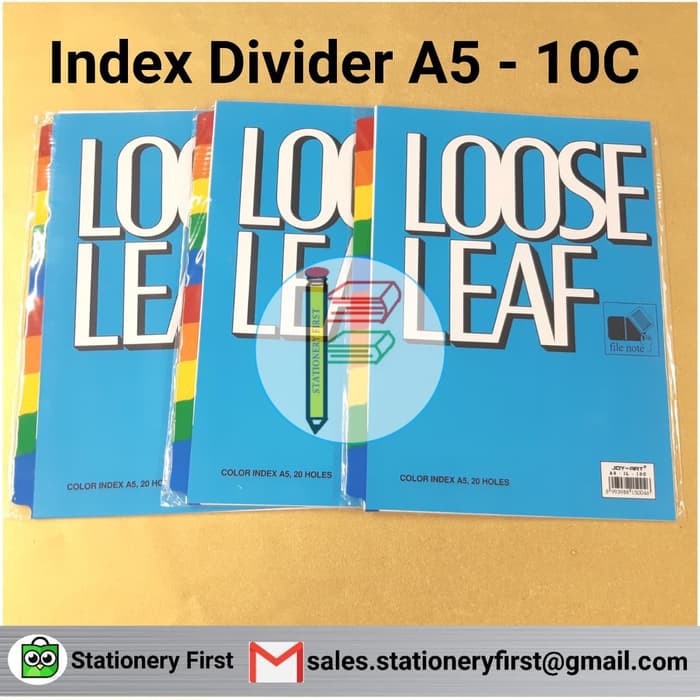 

Binder Polos - Binder Plastik - Binder Loose Leaf Divider Index Binder A5-Il-10C Pembatas Loose Leaf