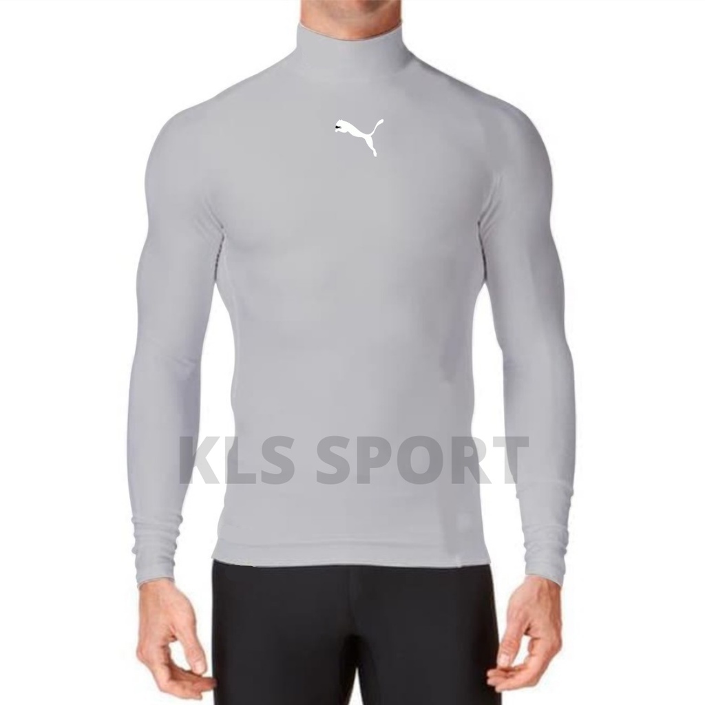 Manset Pria Baselayer PuMa Mangset Oahraga Long Sleeve Base Layer Manset Warna Hitam Putih Merah Biru Navy, Ukuran M L XL-5