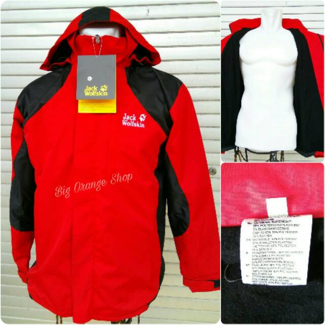 Jaket Gunung Jack Wolfskin Merah-Hitam